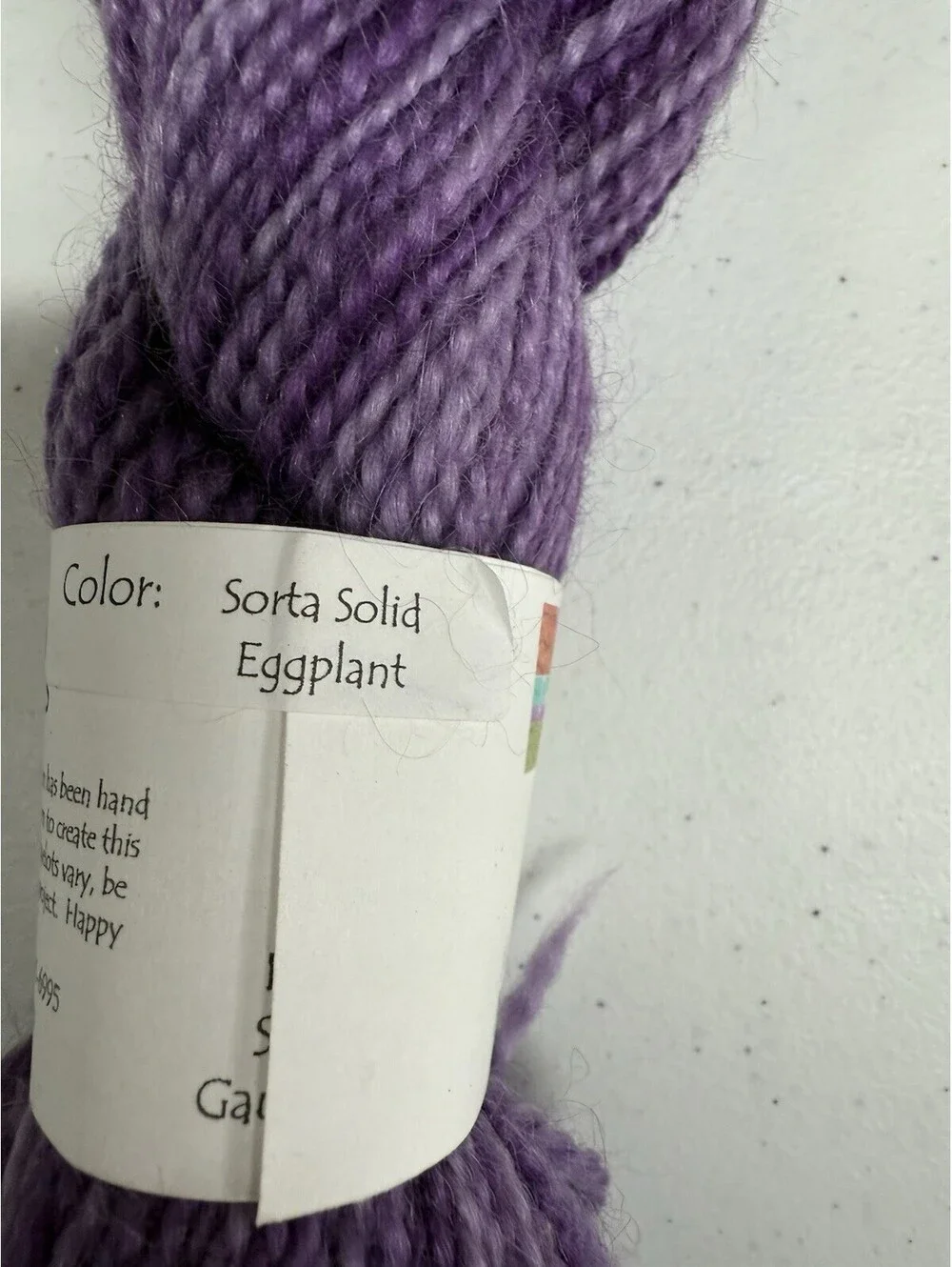 Dancing Leaf Farm ‘Salsa’ Mohair/Wool Yarn Color Sorta Solid Eggplant 1 Skein